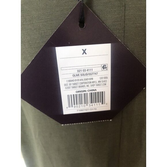 NWT Ava & Viv Size X Olive Green Maxi Midi Dress Short Sleeve Belted - Picture 6 of 8